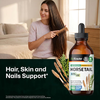 BIO KRAUTER® Horsetail Supplement - Hair, Skin & Nails Liquid Drops - 118 ml