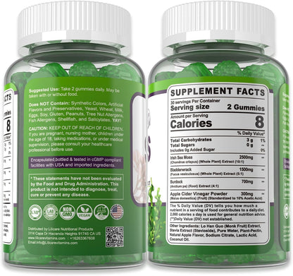 Sea Moss Gummies – Irish Sea Moss Supplement with Bladderwrack, Burdock Root & Apple Cider Vinegar (2-Pack)