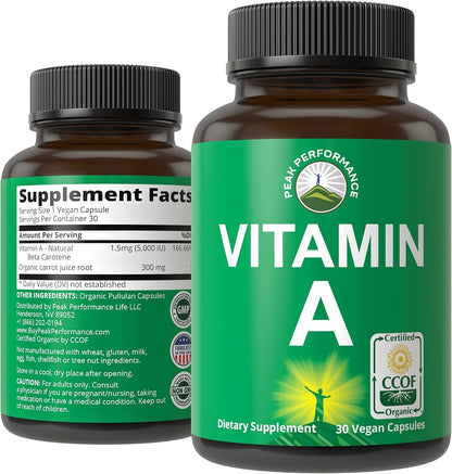 USDA Organic Vitamin A Liquid Drops - Vegan High Bioavailability Retinyl Palmitate for Eye, Skin and Immune Health