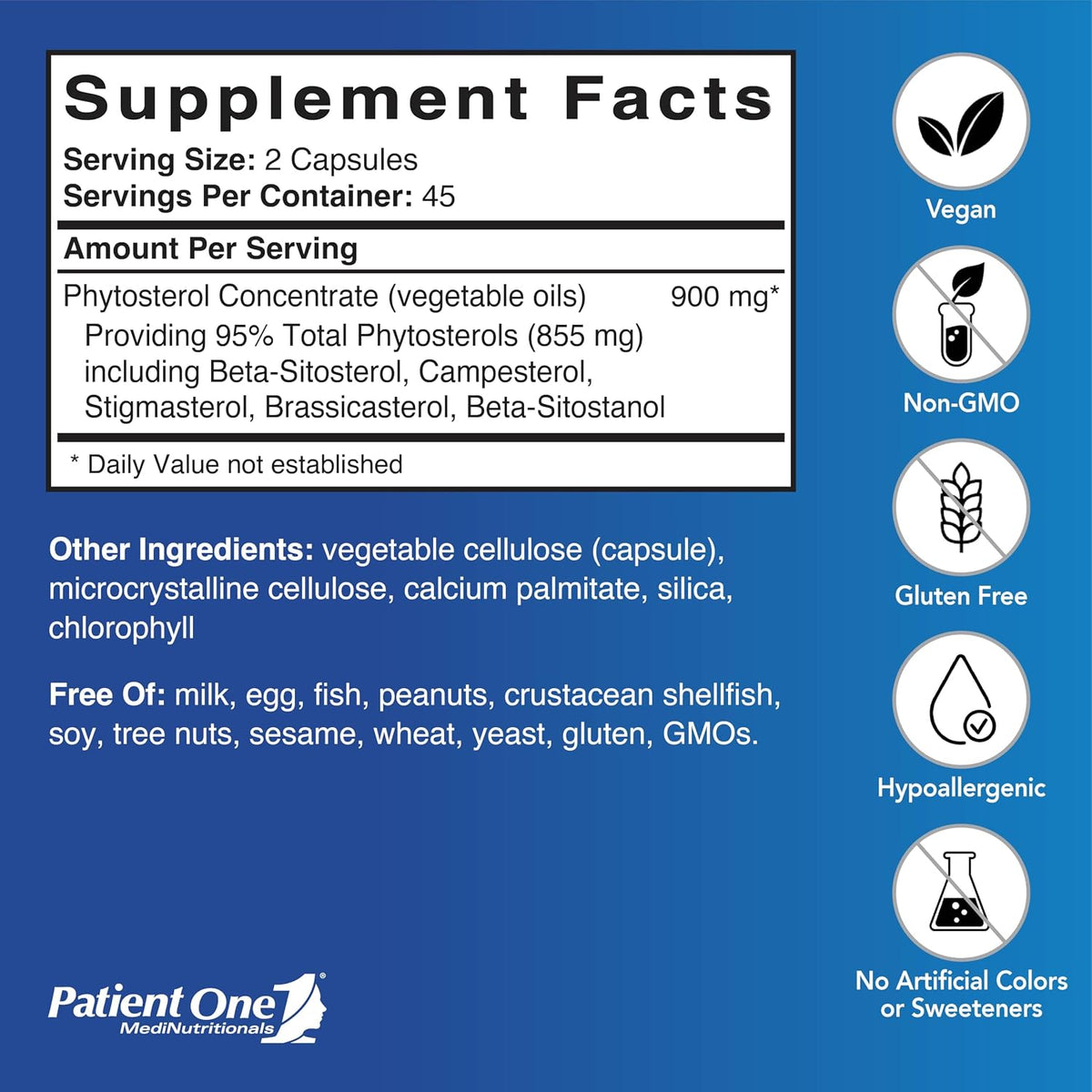 Patient One Phytosterol Complex 900 mg | Plant Sterols | 90 Capsules - görsel 2
