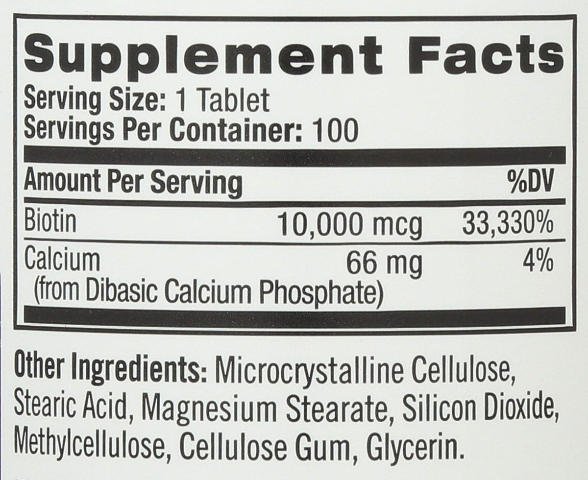 Natrol Biotin 10,000 mcg 100 Tablets - görsel 3