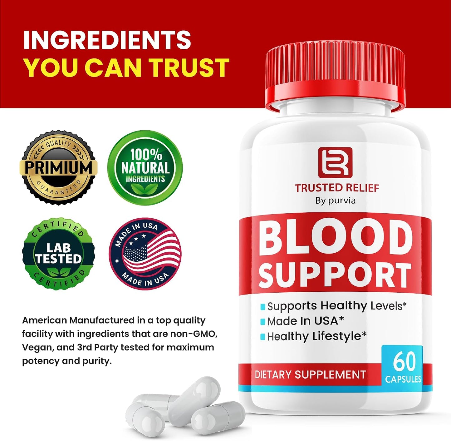 Trusted Relief Blood Support Pills – Advanced Formula (60 Capsules) - görsel 3