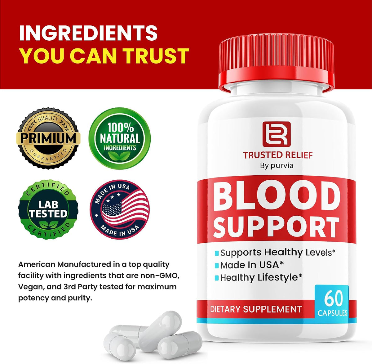 Trusted Relief Blood Support Capsules - 300 Capsules - görsel 3