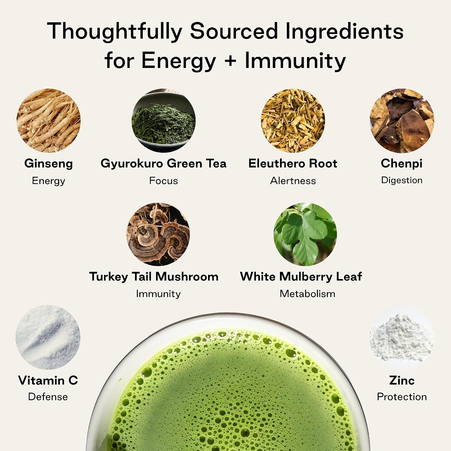 NOOCI Energy + Immunity: Natural Herbal Energy Supplement Powder with Ginseng & Turkey Tail Mushroom - görsel 3