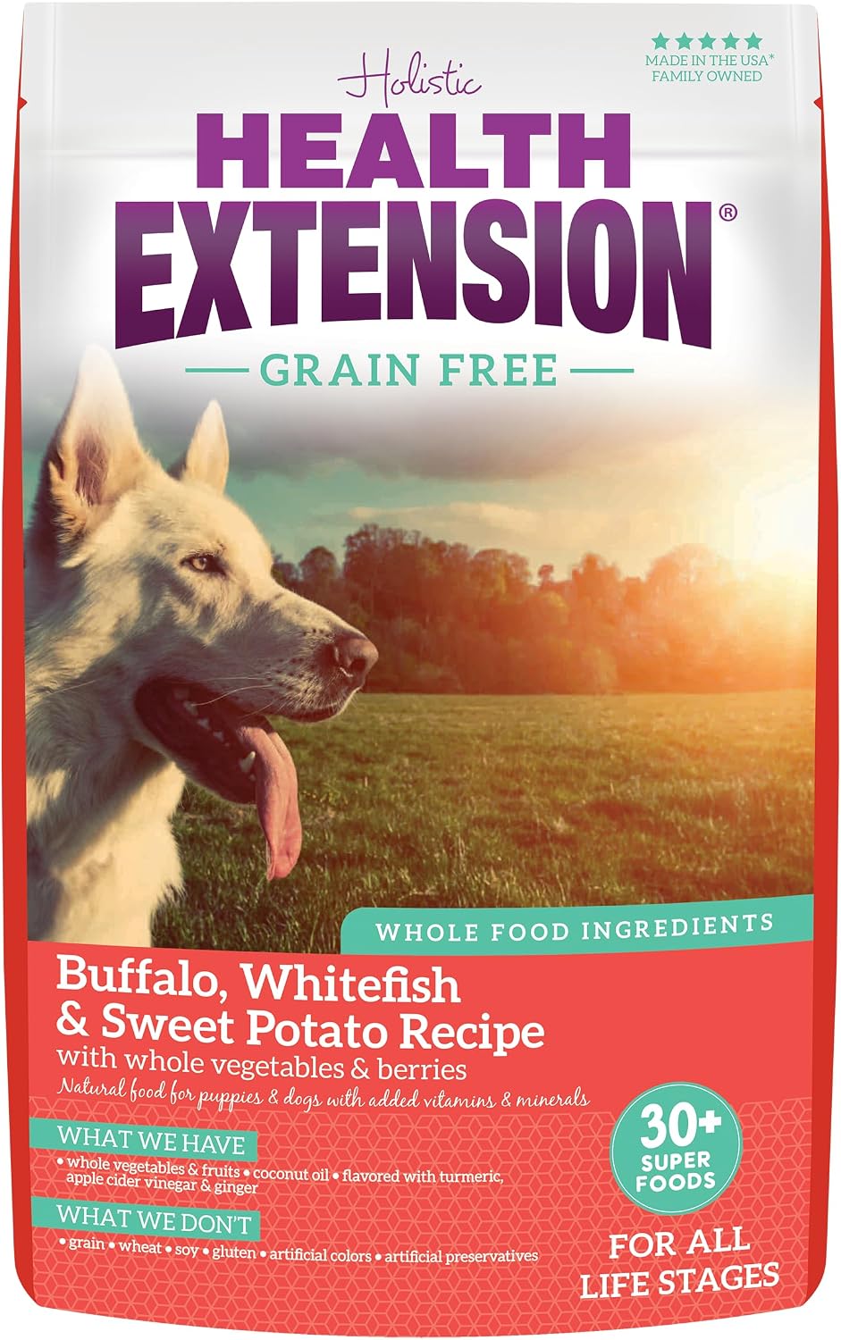 Health Extension Grain Free Buffalo & Whitefish Dry Dog Food - 30+ Superfoods and Probiotics for All Life Stages (4.5 kg) - görsel 1
