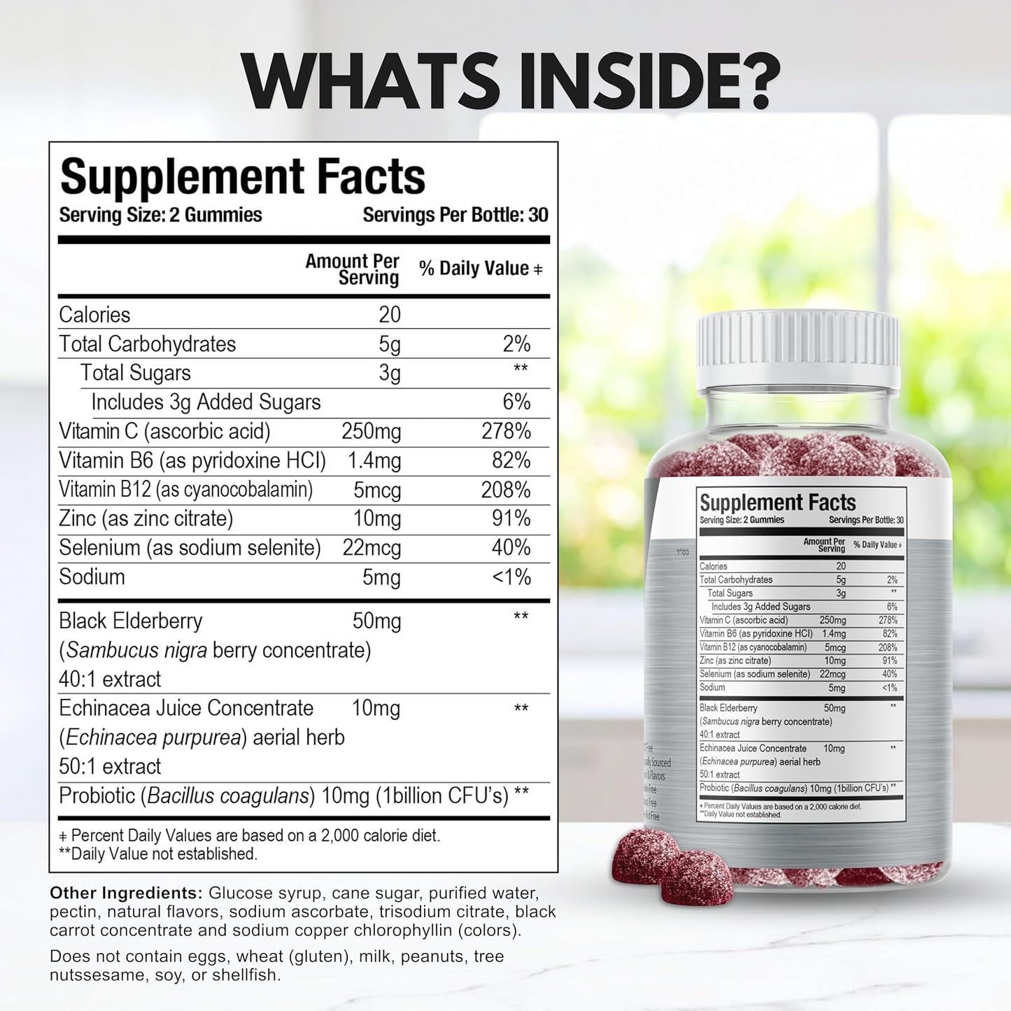 Viteey Multivitamin Gummies 8-in-1 Immune Support Supplement with Probiotics - görsel 3