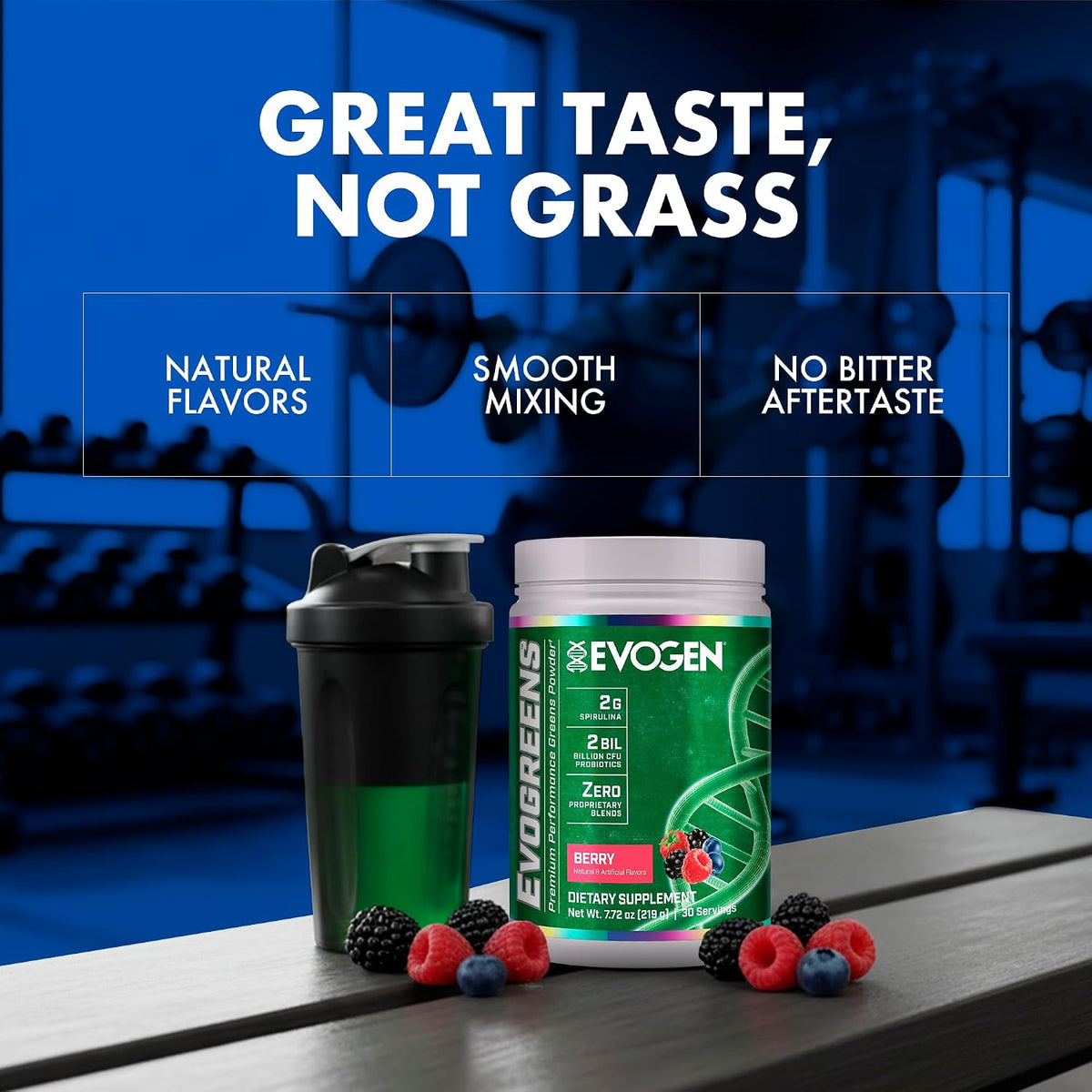 Evogen Evogreens - Super Greens Powder with Organic Spirulina, Probiotics & Pomanox Pomegranate Extract | Berry | 30 Servings - görsel 3
