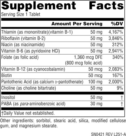 Source Naturals B-50 Complex – Contributes to Normal Energy Metabolism – 50 mg – 100 Tablets