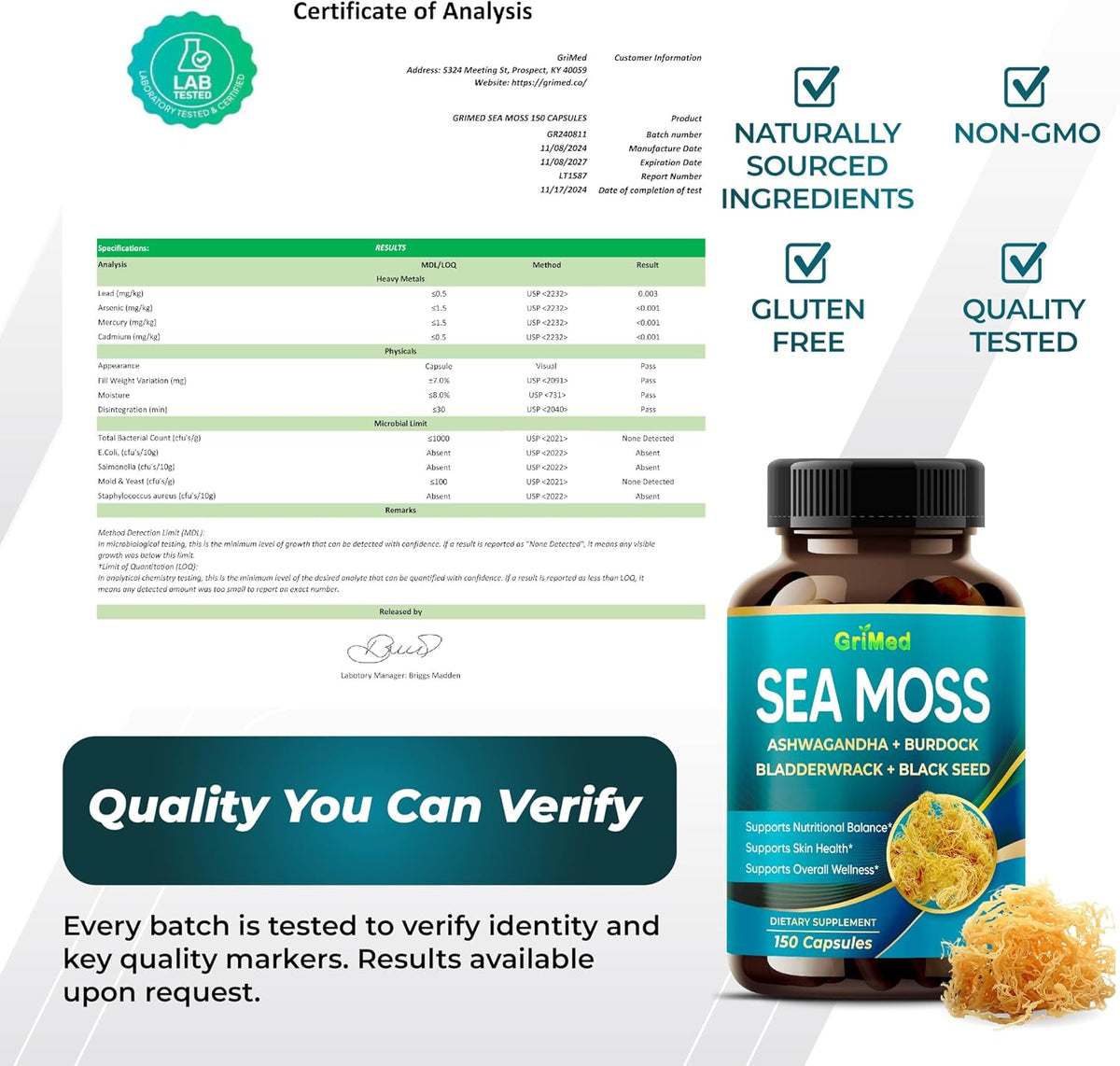 Premium Sea Moss with Ashwagandha, Burdock, Bladderwrack, and Black Seed – Immune, Digestive & Energy Support (150 Capsules) - görsel 8