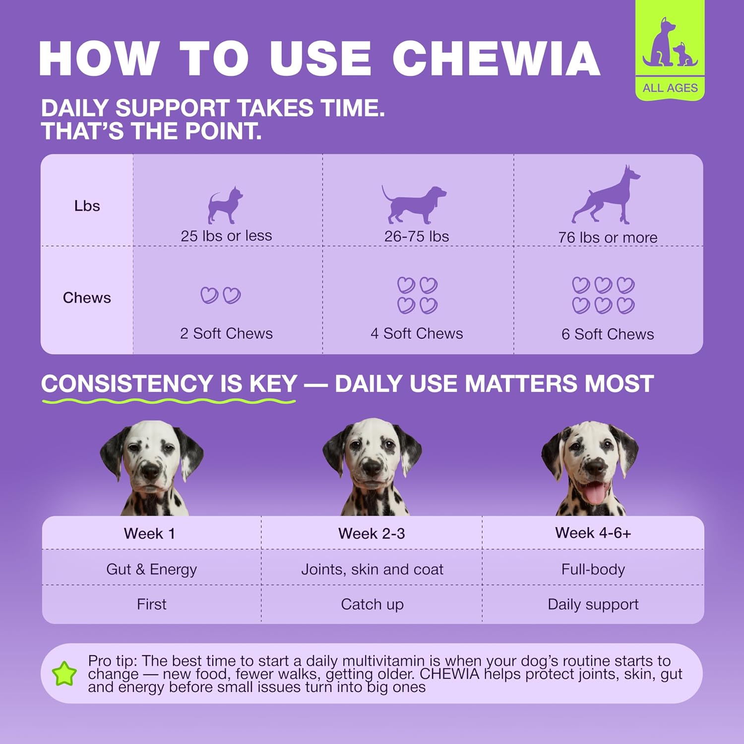 CHEWIA Dog Vitamins 15 in 1 - Multivitamin Chews with MSM for Joint Health, Skin & Coat, Itchy Skin Support, and Immune Support - görsel 7