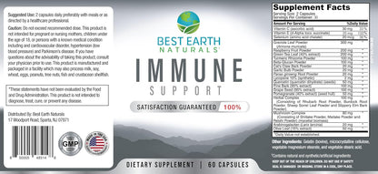 Best Earth Naturals Immune Support Supplement - Multivitamins for Adults with Vitamin C, Vitamin E, Turmeric, Mushrooms, Garlic & More - 60 Capsules
