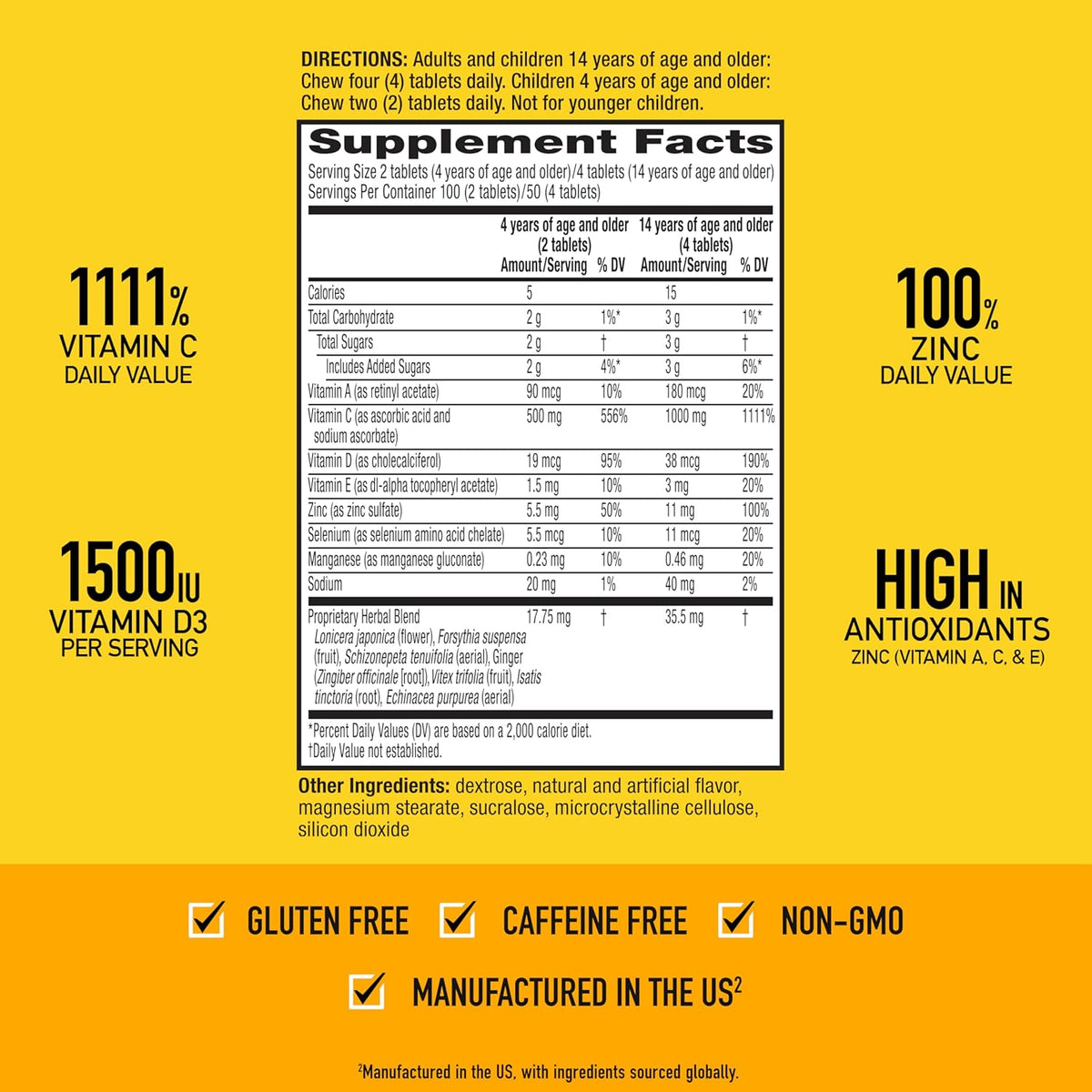 Airborne Vitamin C 1000mg Citrus Chewable Tablets (96 Count) - görsel 4
