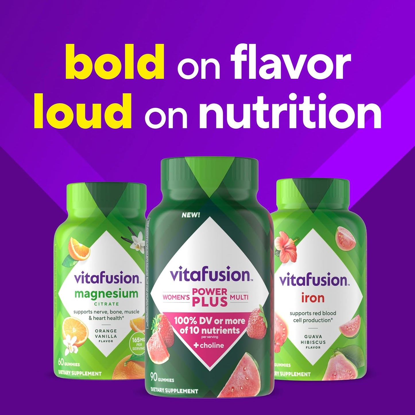 vitafusion Power Plus Women’s Multivitamin Gummies, 100% Nutrient Reference Value or More of 10 Nutrients, Helps Support Normal Energy Metabolism, Bone & Immune Health, Strawberry & Watermelon Flavour, 90 Gummies - görsel 8