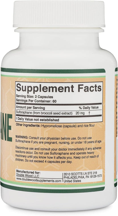 Sulforaphane Supplement - 20mg of Sulforaphane per Serving (120 Capsules) Broccoli Extract