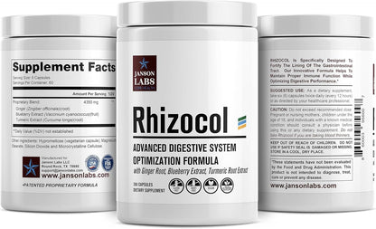 Rhizocol - Gut Health Supplement with Turmeric, Ginger & Blueberry Extract for Digestive Support