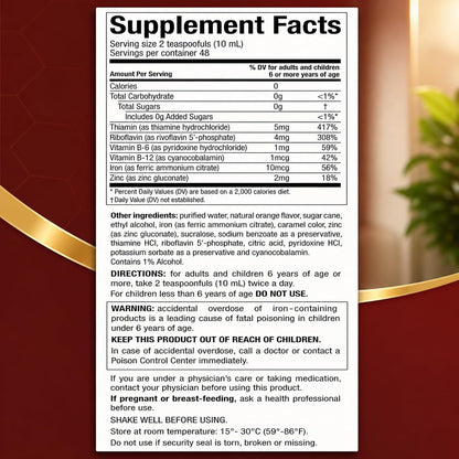 Menper Vino Carne Hierro Iron Supplement - Liquid Iron with Vitamin Blend, 473 ml