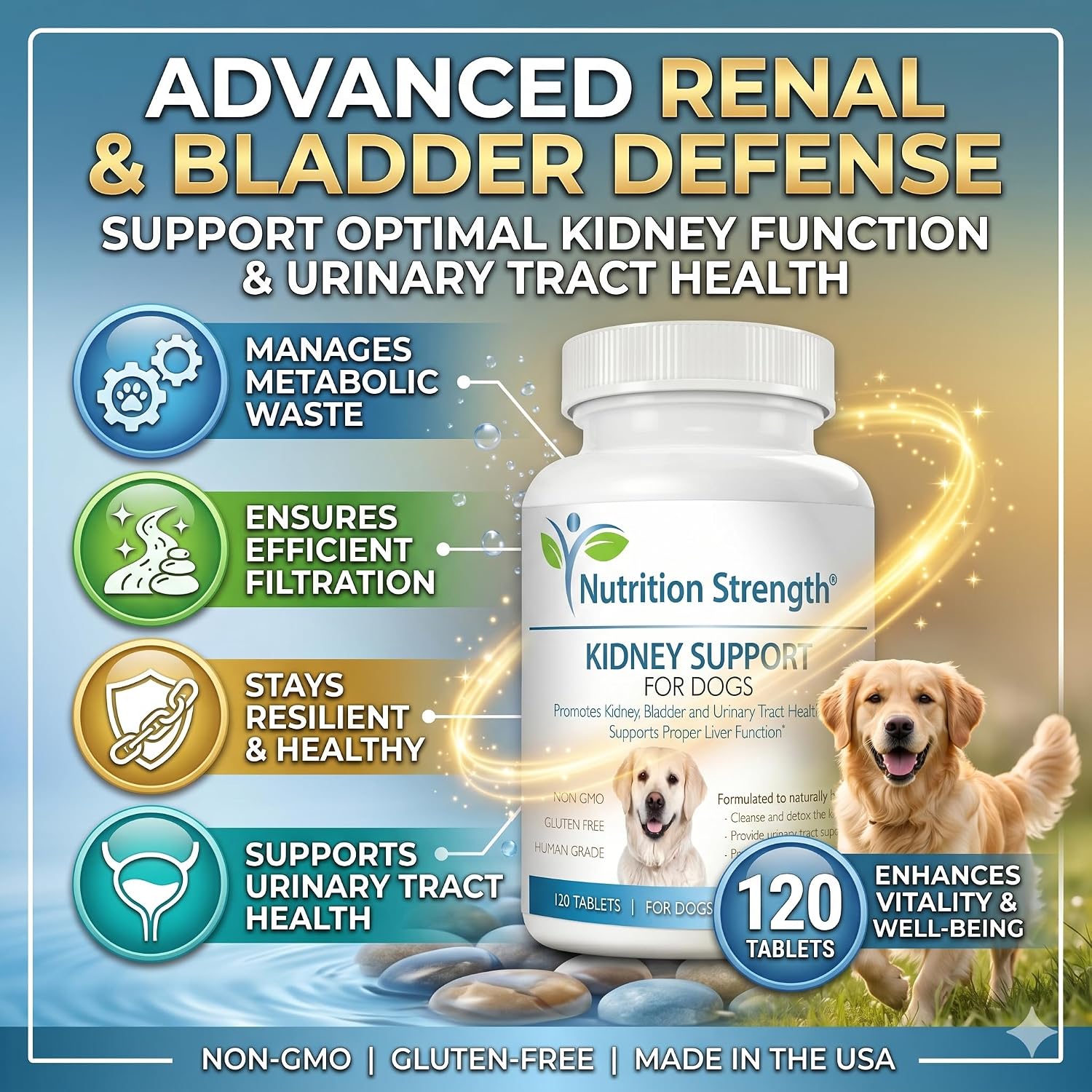Kidney Support for Dogs – Organic Cranberry & Astragalus – Renal, Bladder & Urinary Tract Health Supplement – 120 Chewable Tablets - görsel 3