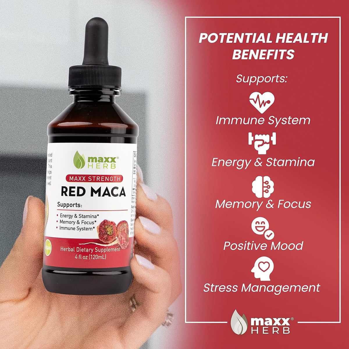 Maxx Herb Red Maca Root Extract – Max Strength Liquid Drops, 118 ml (approx. 60 servings) - görsel 3