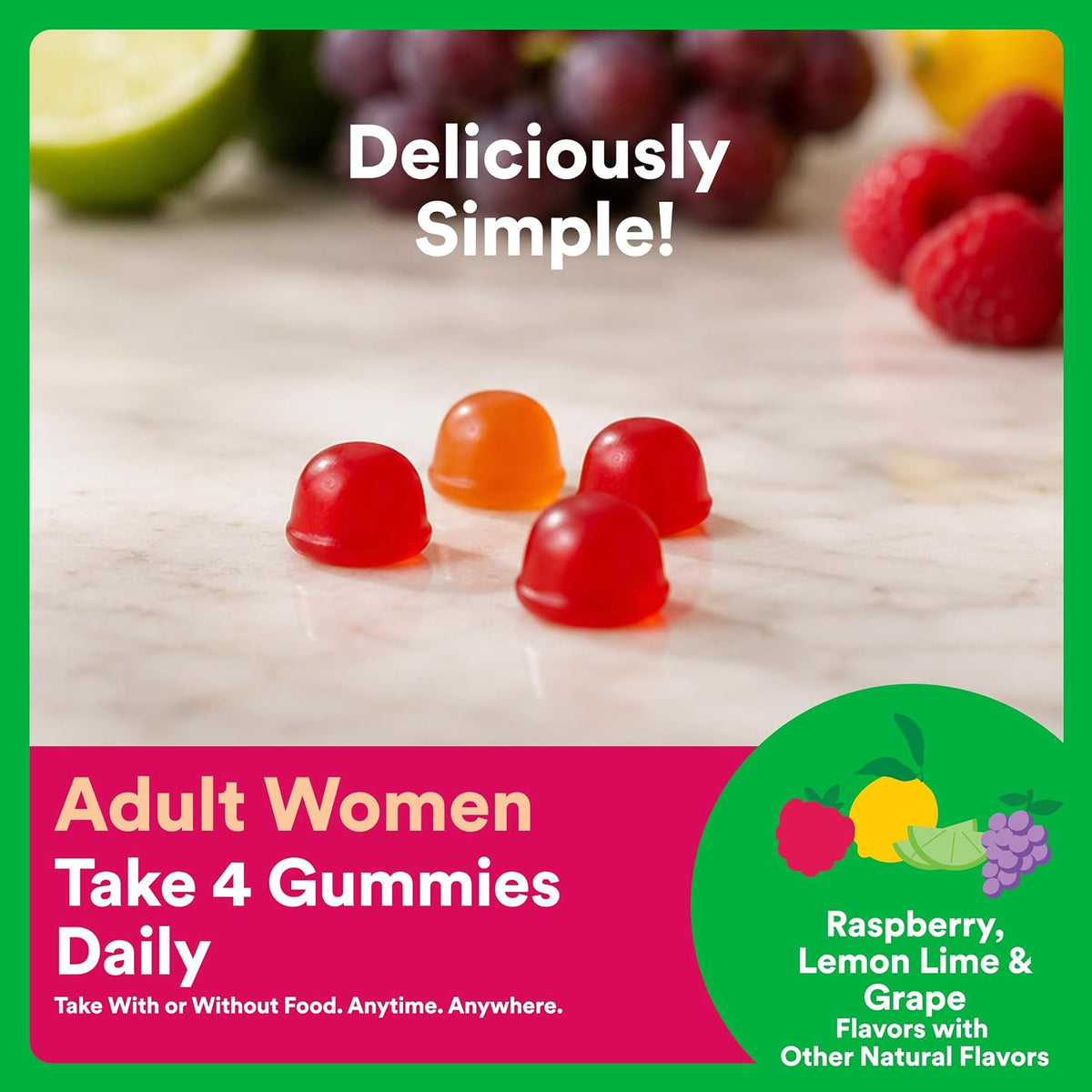 SmartyPants Organic Women's Multivitamin Gummies: Biotin, Methylfolate, Omega-3 (ALA), Vitamin D3, C, Vitamin B12, B6, A, K & Zinc, Inositol, Gluten-free, Vegetarian, 120 Count (30 Day Supply) - görsel 7