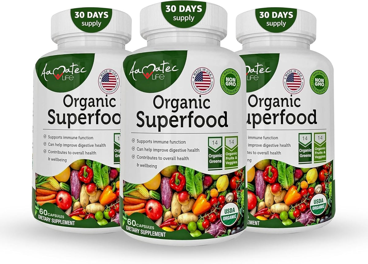Organic Superfood Greens Fruits and Veggies Complex - 14 Greens & 14 Vegetables with Alfalfa - Non-GMO (120 Count, Pack of 2) - görsel 9