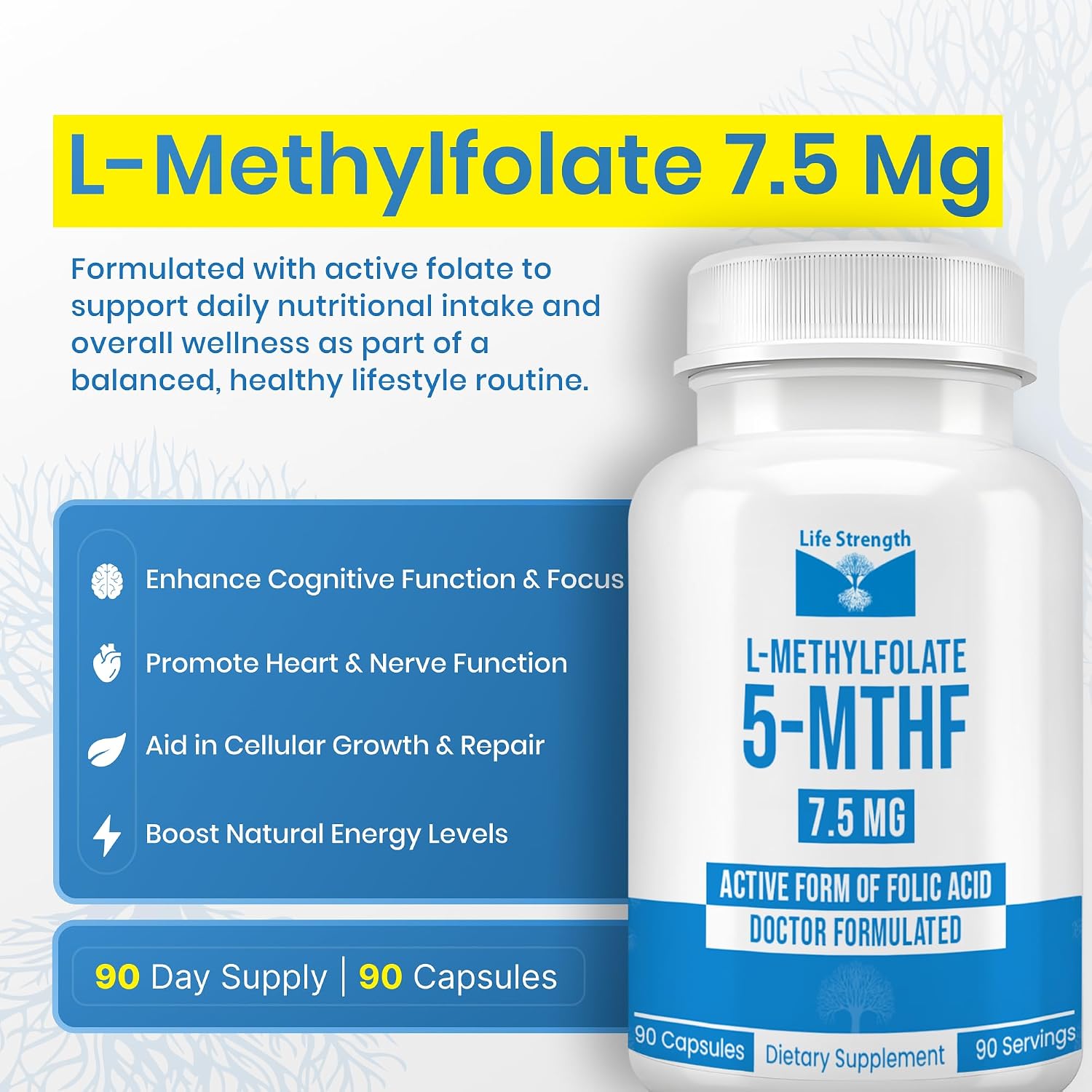 LifeStrength L-Methylfolate 7.5mg – 90 Capsules, Optimised & Highly Bioactive Methyl Folate Supplement - görsel 4