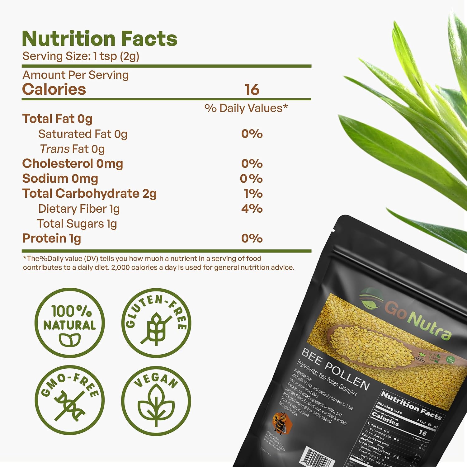 Go Nutra Bee Pollen Granules Pure | Natural Superfood, 454 g - görsel 6