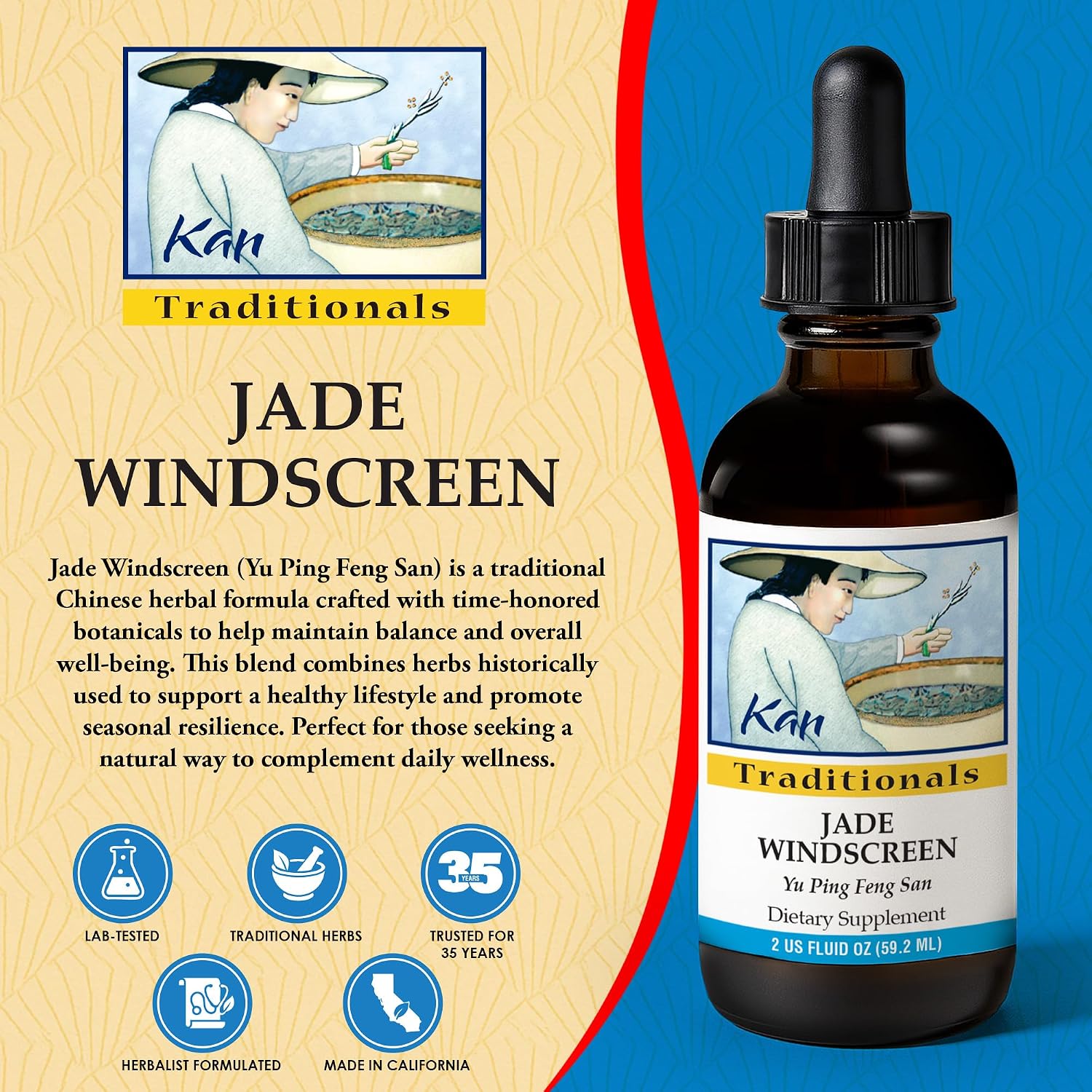 Kan Herbs Company Jade Windscreen – Traditional Chinese Herbal Formula for Seasonal Balance and Overall Wellness, Liquid Extract, 59 ml - görsel 2
