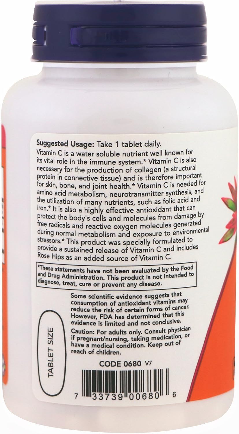 Now Foods Vitamin C-1000 Sustained Release, 100 Tablets - görsel 3