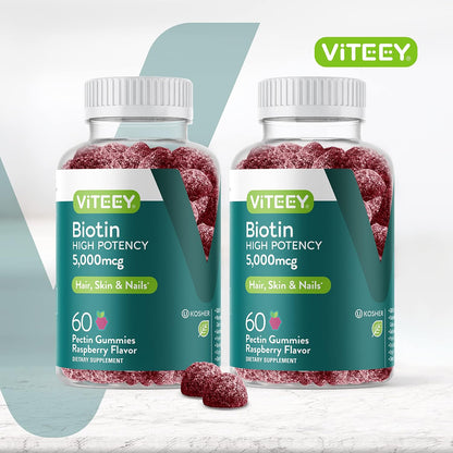 Viteey Biotin Gummies 5000 mcg – Hair, Skin and Nails Support (120 Gummies)