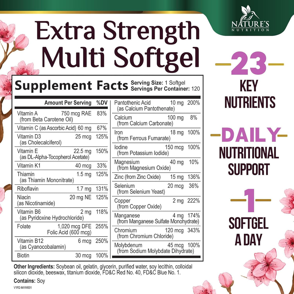 Multivitamin for Women - Complete Daily Women's Multivitamin with Calcium, Folic Acid, Vitamin A, C, D, E, & B Vitamins, Zinc and Iron - For Bone, Energy & Immune Support - 120 Softgels - görsel 2