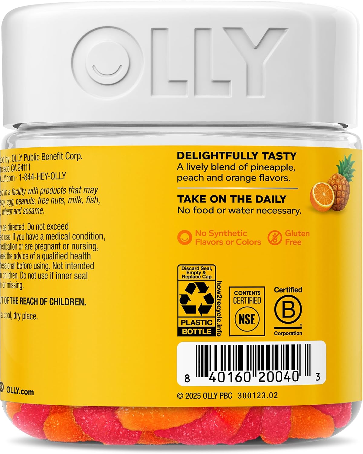 OLLY Hello Happy Gummy Worms, Mood Support Gummies for Adults with Saffron Extract & Vitamin D, Tropical Zing, 60 Count - görsel 8