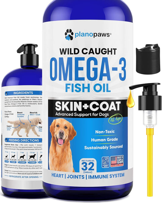 Omega 3 Fish Oil for Dogs – Wild Caught, Low Odour Liquid Supplement