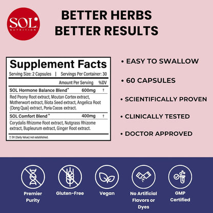 Ease the Flow - PMS Support, Period Relief, PMDD Supplements, Eases Bloating & Mood Swings, Vitamins B6 & Inositol, 60 Easy-to-Swallow Capsules