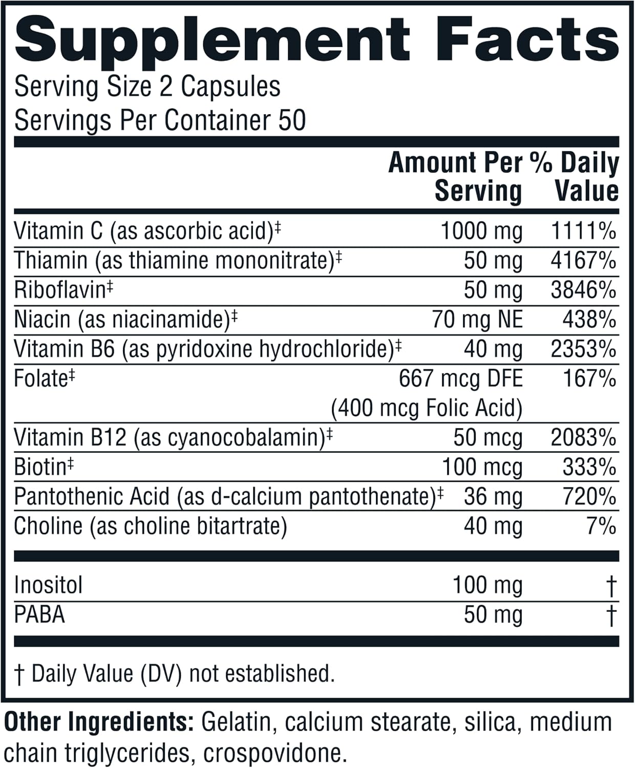 Twinlab Stress B-Complex Capsules – Energy Support Supplement with Vitamin B12 and B6, 100 Capsules (Pack of 2) - görsel 2