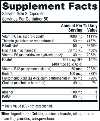 Twinlab Stress B-Complex Capsules – Energy Support Supplement with Vitamin B12 and B6, 100 Capsules (Pack of 2)