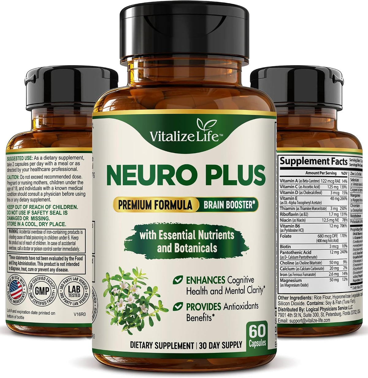 Neuro Plus Brain Supplement - Nootropic for Memory, Focus & Clarity - 60 Capsules - görsel 9
