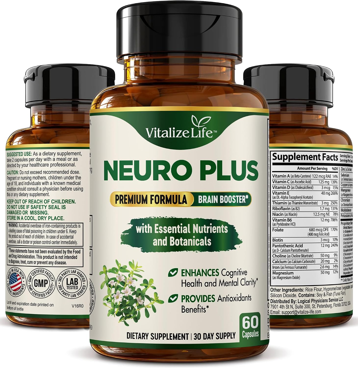 Neuro Plus Brain Supplement - Nootropic for Memory, Focus & Clarity - 60 Capsules - görsel 9