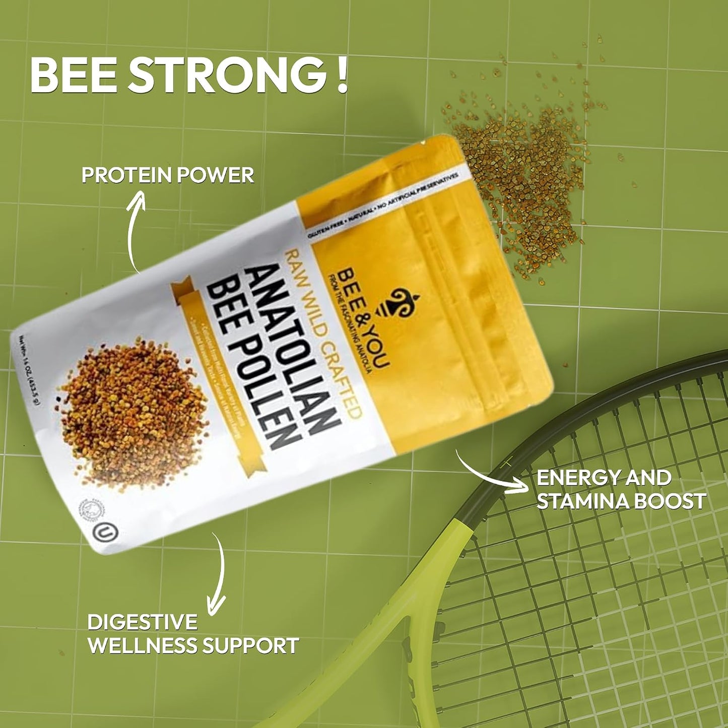 Bee and You Bee Pollen Granules, 454g (1lb) Bag, 100% Pure Natural Supplement - görsel 4
