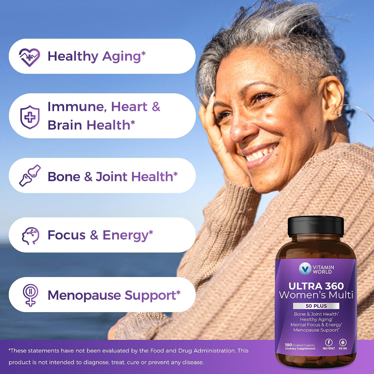 Vitamin World Ultra 360 Multivitamin for Women 50 Plus - 180 Caplets - görsel 4