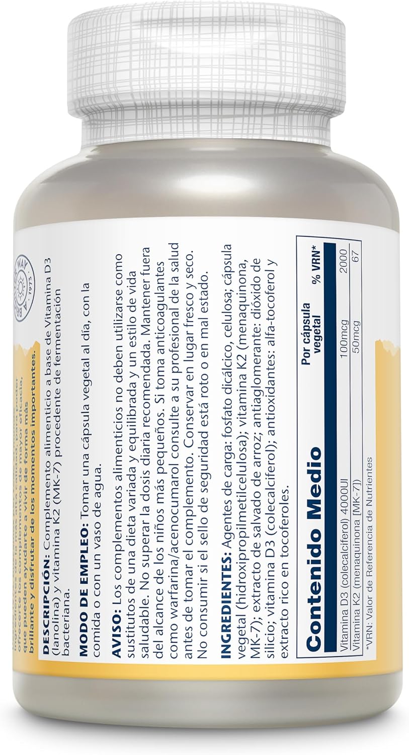 Solaray Vitamin D3 K2 – 5000 IU & 50 mcg Vitamin K2 MK-7, 120 Vegetarian Capsules - görsel 2