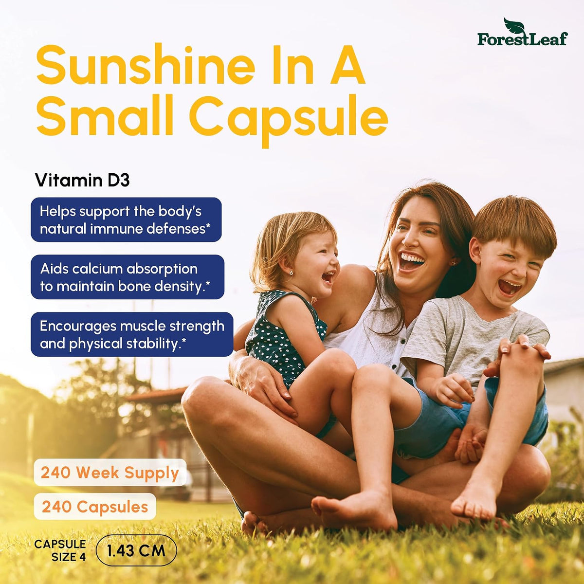 ForestLeaf Vitamin D3 50,000 IU Weekly Supplement - 120 Capsules (2 Pack) - görsel 2