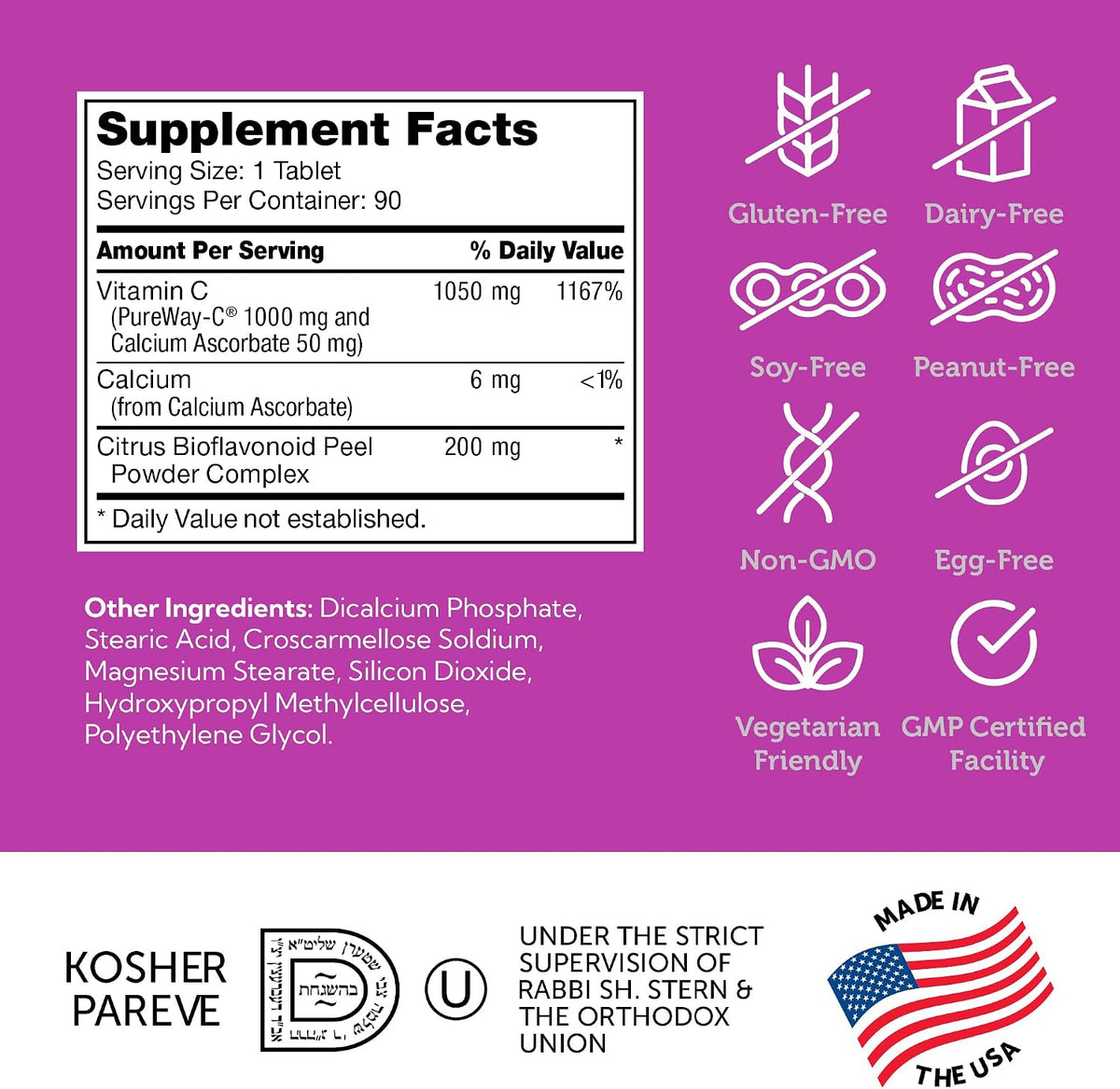 Zahler Vitamin C 1000mg Tablets with Bioflavonoids - High Potency, Gentle on the Stomach, Gluten-free - 90 Tablets - görsel 5