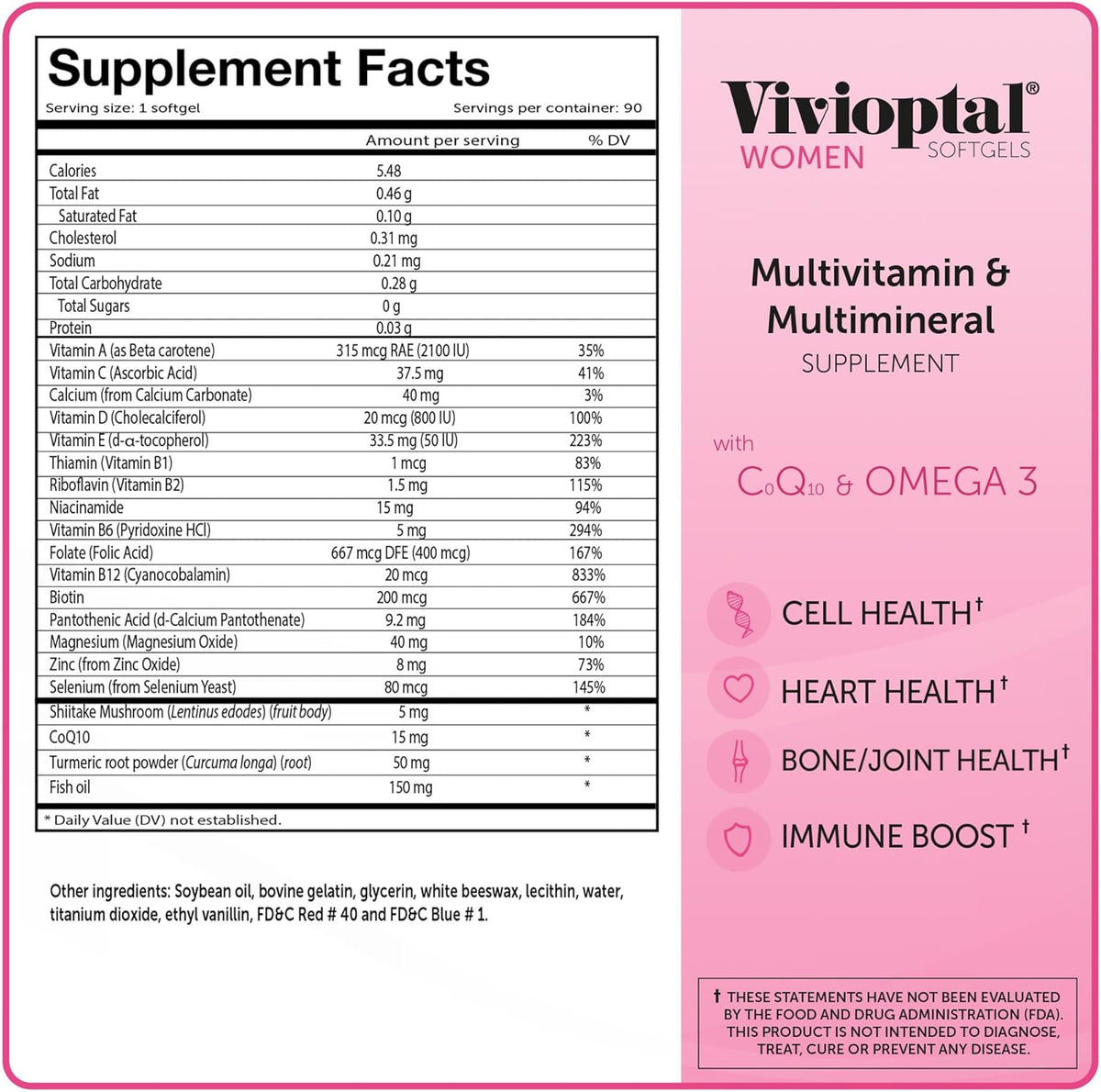 Vivioptal Women Multivitamin with CoQ10 & Omega-3, 90 Capsules - German Formula - görsel 6