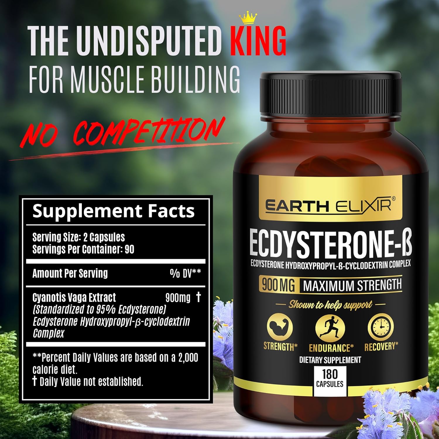 Earth Elixir Ecdysterone 900mg – 180 Capsules – Muscle Building Supplement with 95% Beta Ecdysterone - görsel 2