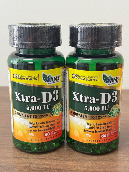 America Medic & Science Xtra D3 Vitamin D3 5,000 IU - 180 Softgels (3-Pack)