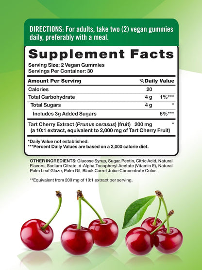 Nature's Truth Tart Cherry Gummies | 60 Gummies | Vegan, Non-GMO & Gluten-free Supplement | Cherry Flavour