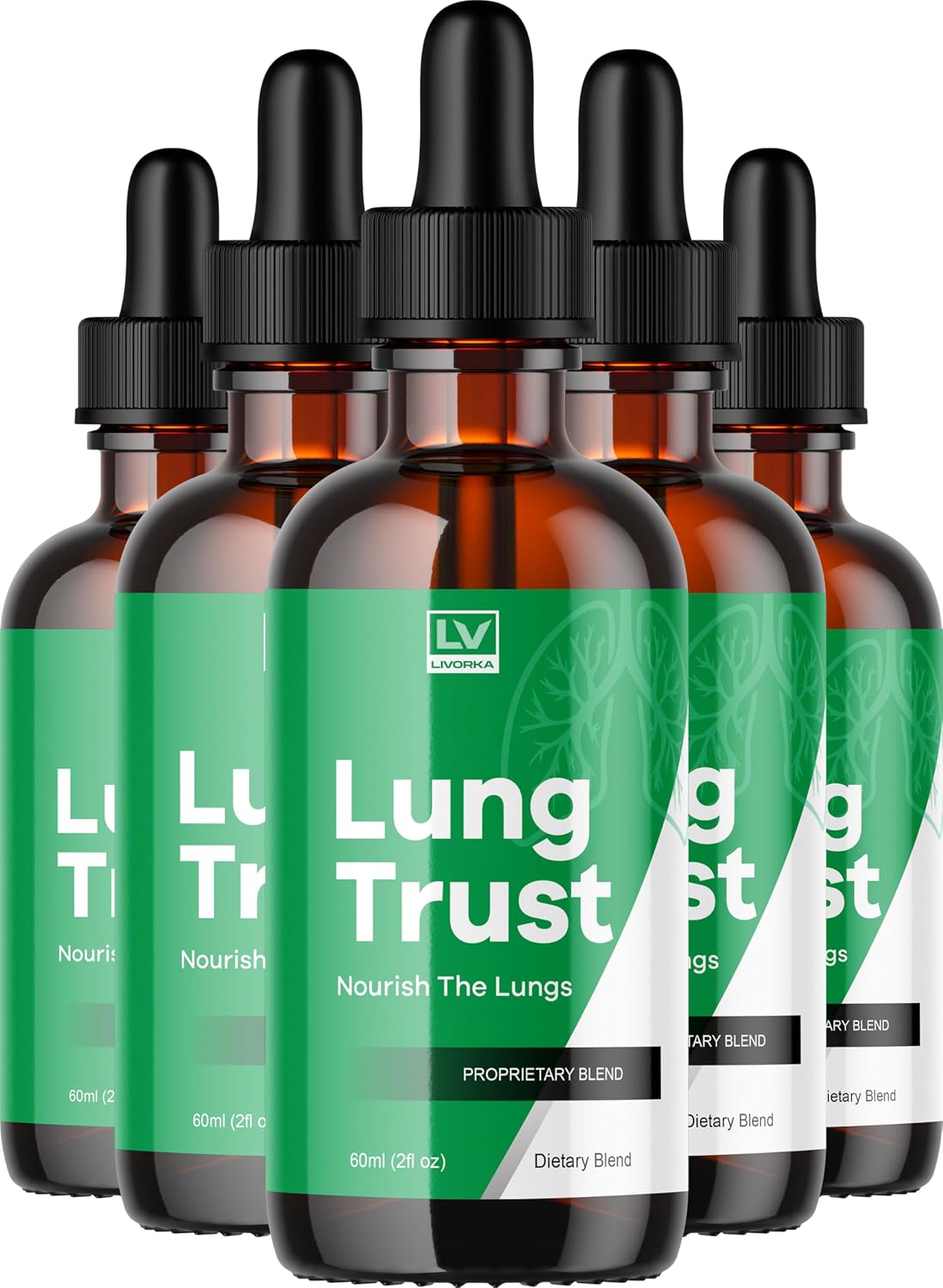 LIVORKA Lung Trust Liquid Drops Advanced Formula, 5-Pack (150-Day Supply) - görsel 1