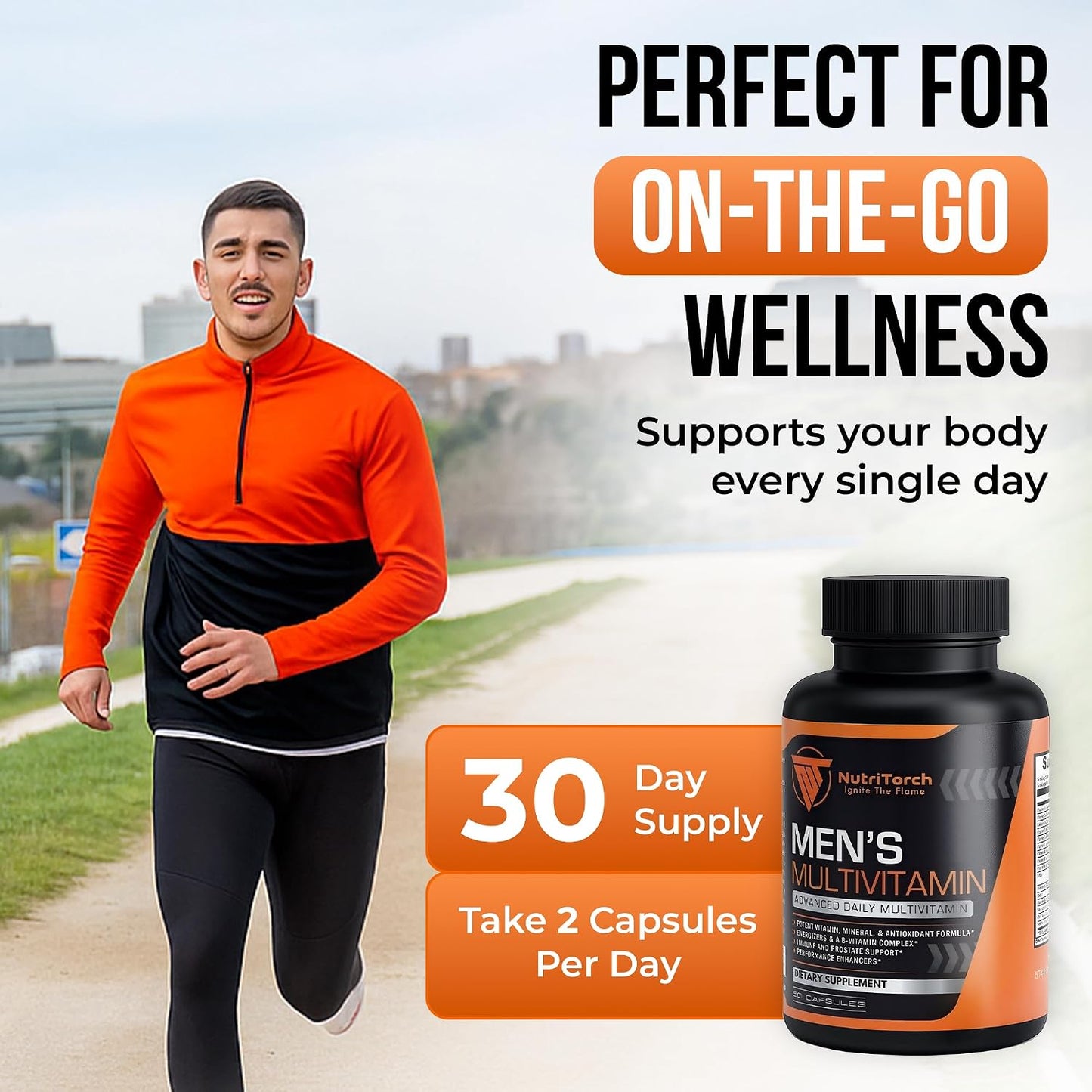 NutriTorch Multivitamin for Men – Adult Food Supplement with Vitamins A, C & D, Minerals & Antioxidants for Immune Support, Increased Energy & Mental Alertness (60 Capsules) - görsel 4