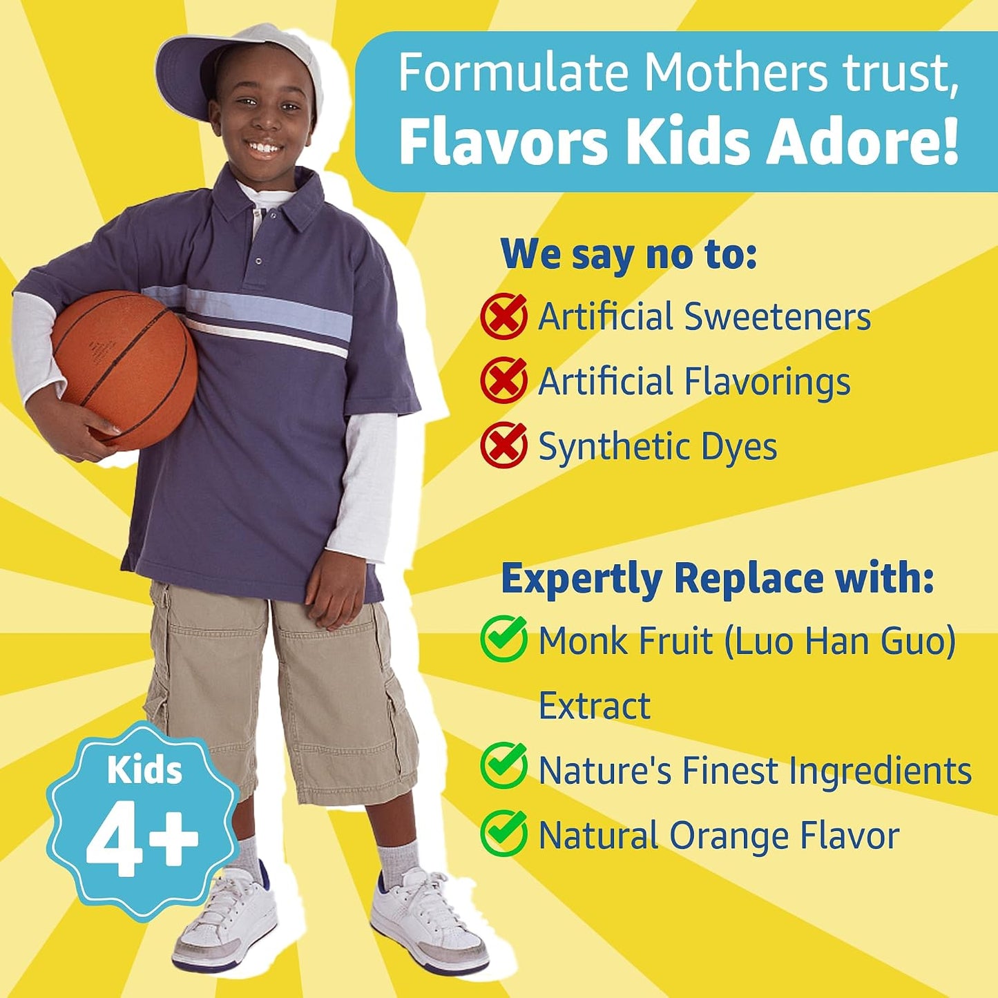 Children's Multivitamin Gummies with Iron – Sugar Free – Daily Vitamins + Probiotics & Algae Omega-3 - görsel 8