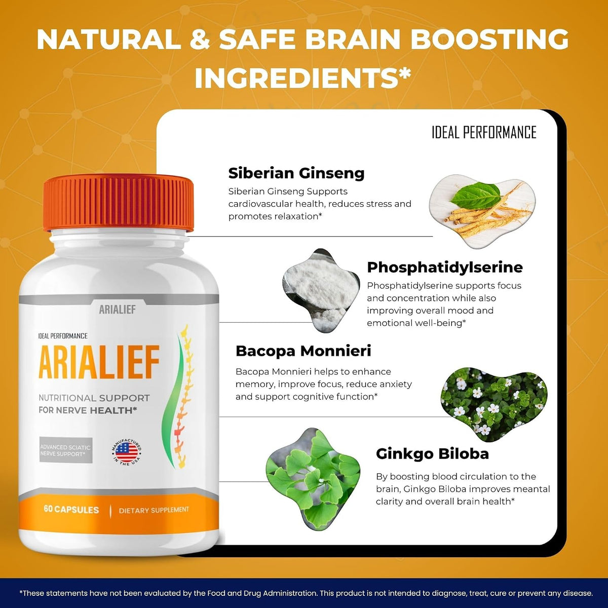 Arialief Brain Supplements for Memory and Focus Capsules, Aria LIEF Advanced Formula Brain Health Support Pills Maximum Strength Nootropics Arialief All Natural Support Pills Reviews (2 Pack) - görsel 6